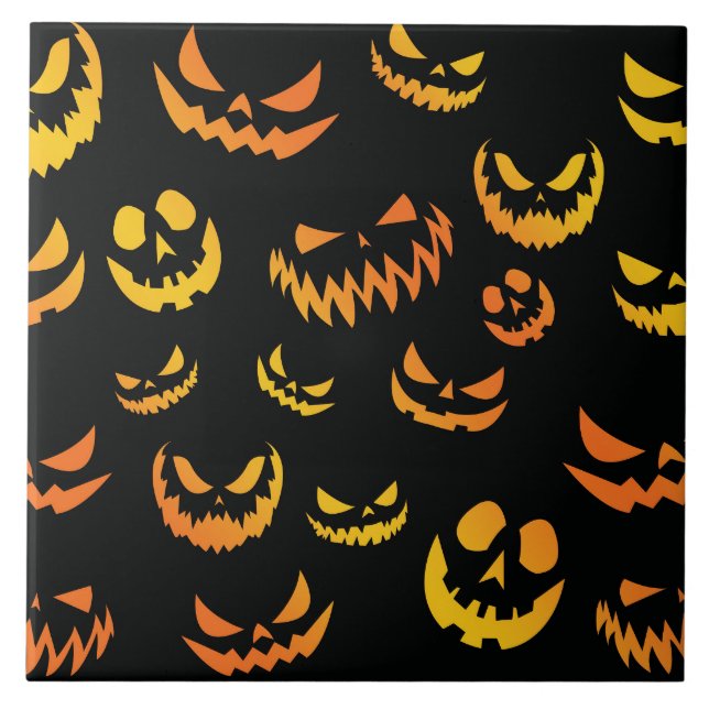 Jack o lantern Pumpkin Ansikte Kakelplatta (Framsidan)