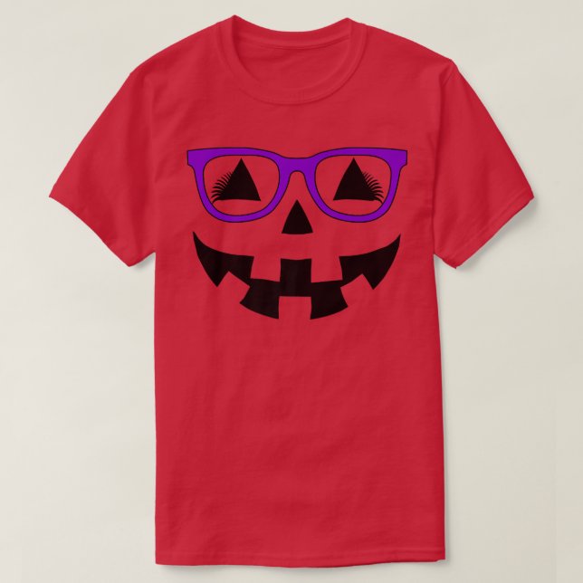 Jack o lantern Pumpkin Ansikte Lila Glass Lash T Shirt (Design framsida)
