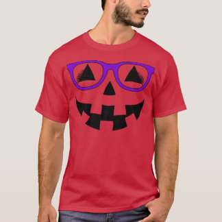 Jack o lantern Pumpkin Ansikte Lila Glass Lash T Shirt