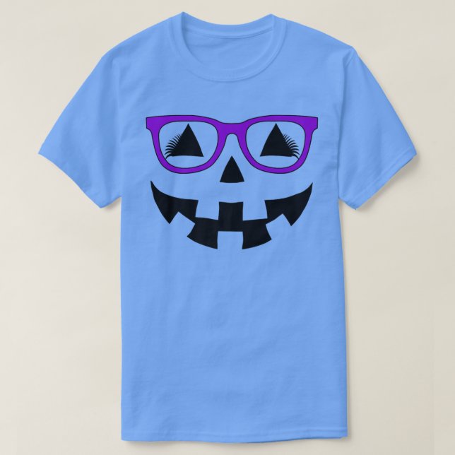 Jack o lantern Pumpkin Ansikte Lila Glass Lash T Shirt (Design framsida)