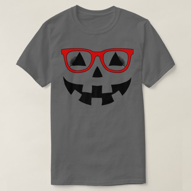 Jack o lantern Pumpkin Ansikte Red Glasses Lash Ha T Shirt (Design framsida)