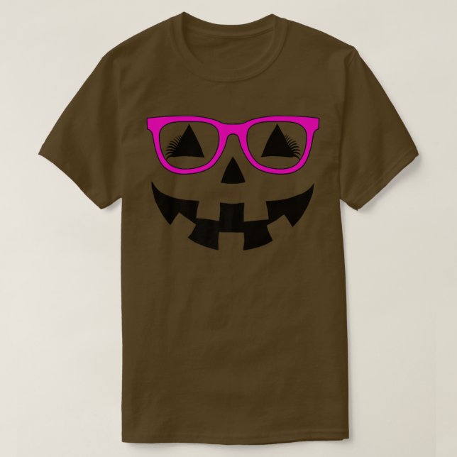 Jack o lantern Pumpkin Ansikte Rosa Glass Lash Ha T Shirt (Design framsida)