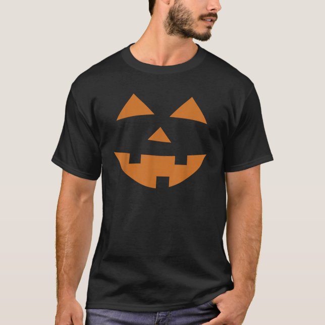 Jack O Lantern Pumpkin Face Funny Halloween Costum T Shirt (Framsida)