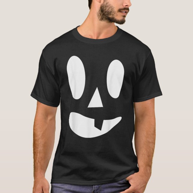 Jack O Lantern Pumpkin Face Funny Halloween Costum T Shirt (Framsida)