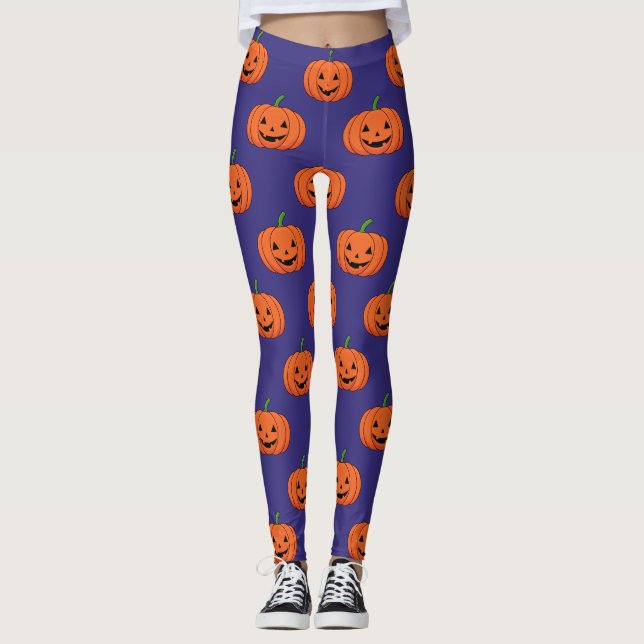 Jack-O'-Lantern Pumpkin Halloween Mönster Leggings (Framsida)