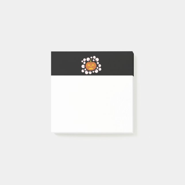 Jack-o-Lantern Pumpkin och Eyebollar i Mörken Post-it Block (Framsida)