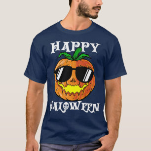 Jack o lantern Pumpkin Wearing Sunglasses Lycklig  T Shirt