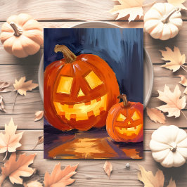 Jack-O-Lantern Pumpkins Halloween Helg Vykort
