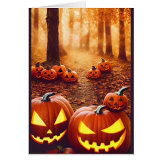 Jack o lantern Pumpkins Spooky Halloween Card Hälsningskort