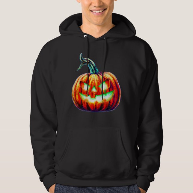 Jack-o-Lantern RETRO Stil Halloween BLACK Hoodie (Framsida)
