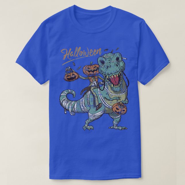 Jack o lantern ridDinosaur Halloween grunge vi T Shirt (Design framsida)