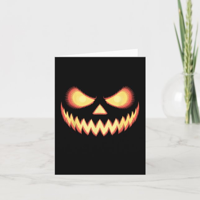 Jack o lantern Scary Carved Pumpkin Ansikte Hallow Kort (Framsida)