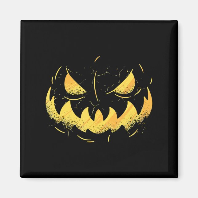 Jack o lantern Scary Carved Pumpkin Ansikte Hallow Magnet (Framsidan)