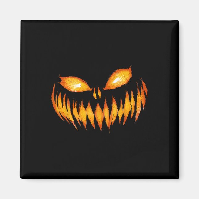 Jack o lantern Scary Carved Pumpkin Ansikte Hallow Magnet (Framsidan)