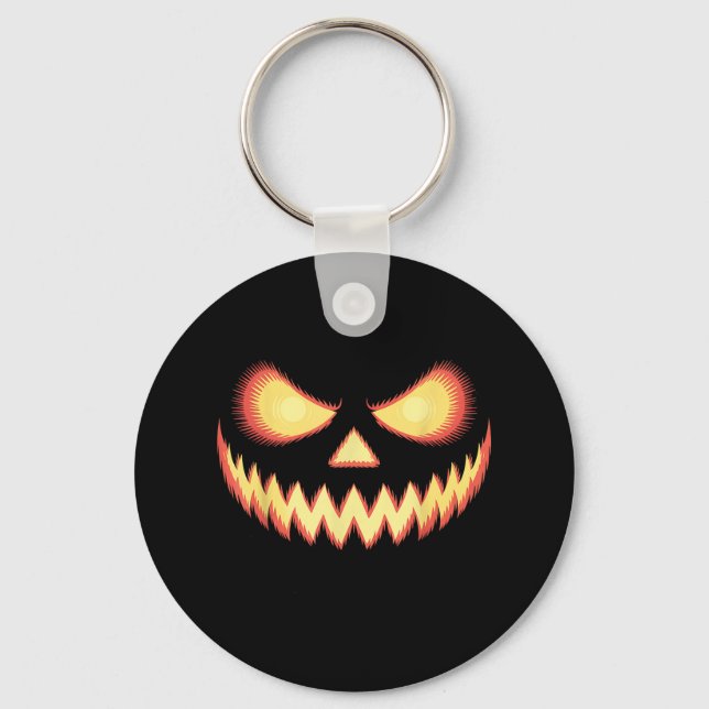 Jack o lantern Scary Carved Pumpkin Ansikte Hallow Nyckelring (Framsida)