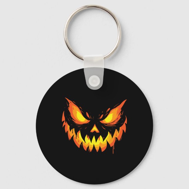 Jack o lantern Scary Carved Pumpkin Ansikte Hallow Nyckelring (Framsida)