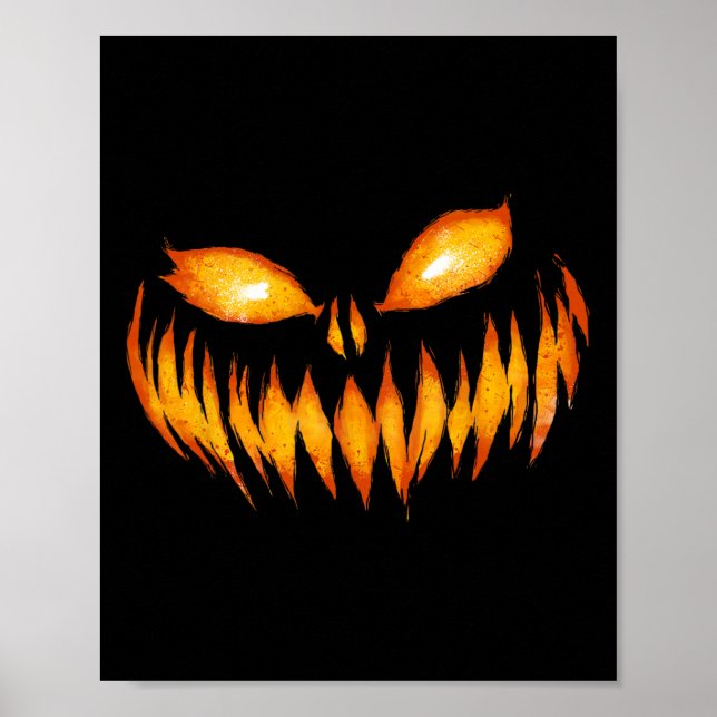 Jack o lantern Scary Carved Pumpkin Ansikte Hallow Poster (Framsidan)