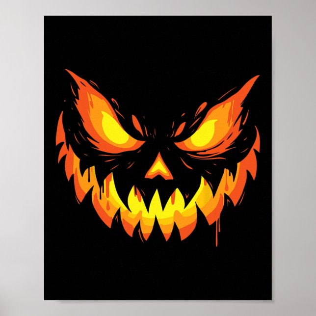 Jack o lantern Scary Carved Pumpkin Ansikte Hallow Poster (Framsidan)
