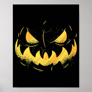 Jack o lantern Scary Carved Pumpkin Ansikte Hallow Poster