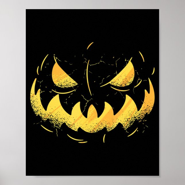 Jack o lantern Scary Carved Pumpkin Ansikte Hallow Poster (Framsidan)