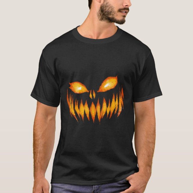 Jack o lantern Scary Carved Pumpkin Ansikte Hallow T Shirt (Framsida)