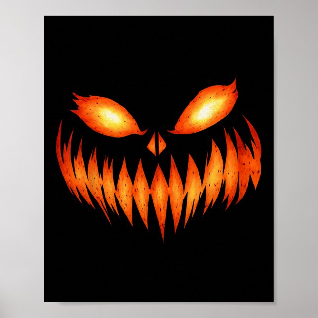 Jack o lantern Scary Pumpkin Ansikte Halloween Cos Poster (Framsidan)