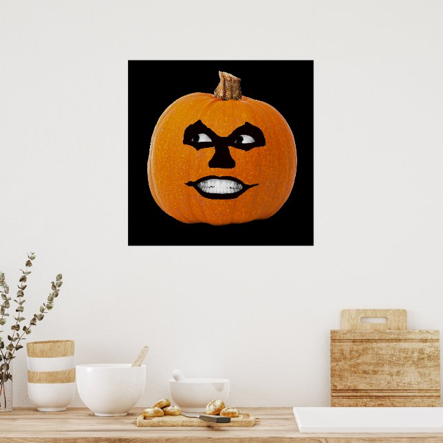 Jack o' Lantern Sinister Face, Halloween Pumpkin Poster (Kök)