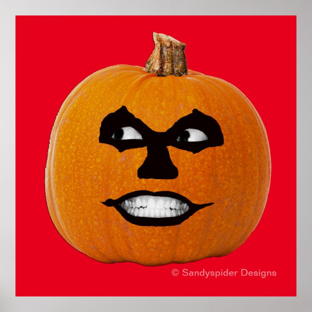 Jack o' Lantern Sinister Face, Halloween Pumpkin Poster (Framsidan)