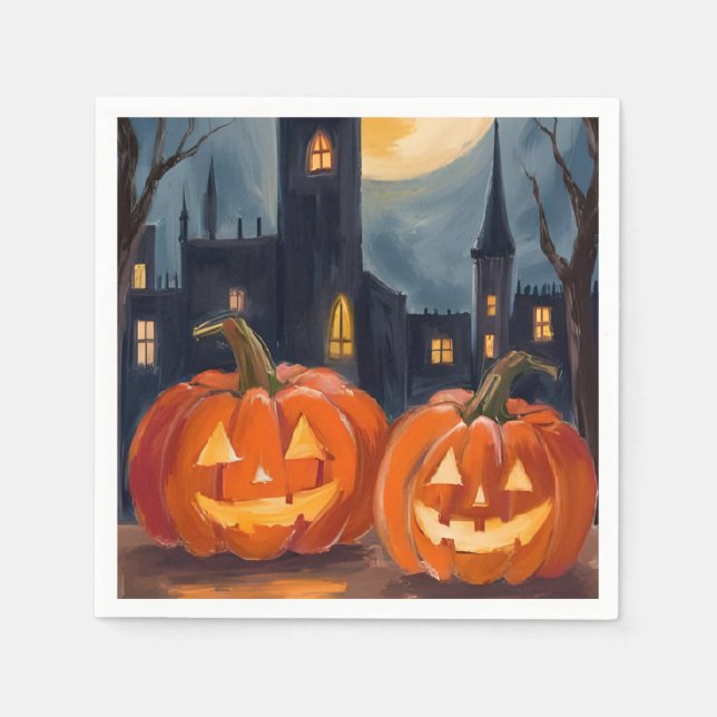 Jack-O-Lantern Skräck | Halloween Kuslig Fest Pappersservett (Framsidan)