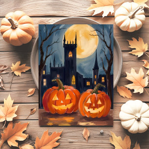 Jack-O-Lantern Skräck   Halloween Kuslig Målning Helg Vykort