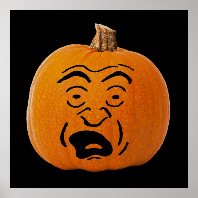 Jack o' Lantern Skrämt Ansikte, Halloween Pumpa Poster (Framsidan)
