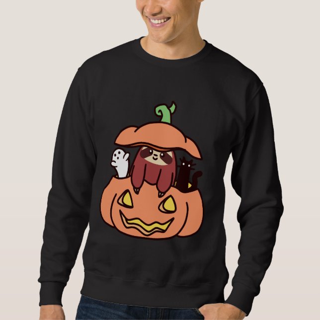 Jack o lantern Sloth Lång Ärmad Tröja (Framsida)