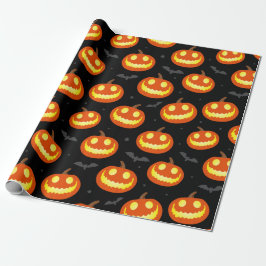 Jack o lantern Smiling Pumpkins och Fladdermus Hal Presentpapper