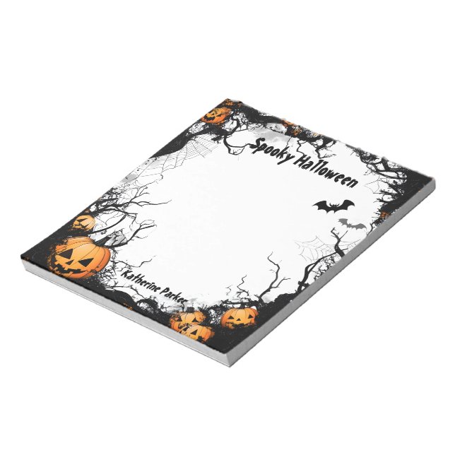 Jack o lantern Spooky Halloween Anteckningsblock (Roterad)