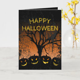 Jack-o-lantern Spooky Träd Halloween Kort