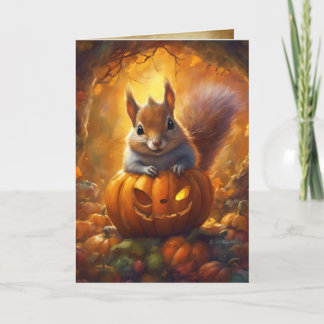 Jack-O-Lantern Squirrel, Happy halloween Cute Kort