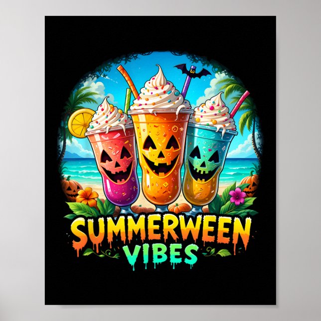 Jack-o-lantern Summerween Vibes Skeleton Summer Wa Poster (Framsidan)