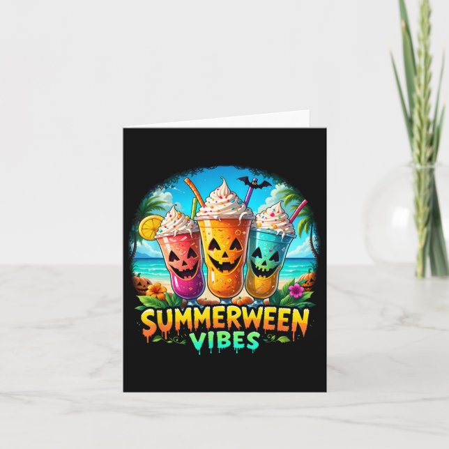 Jack-o-lantern Summerween-vibes Skelett Sommar Vat Kort (Framsida)