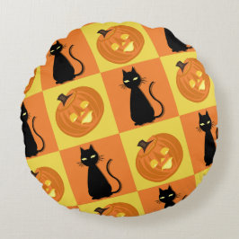 Jack-o’-lantern throw pillow rund kudde