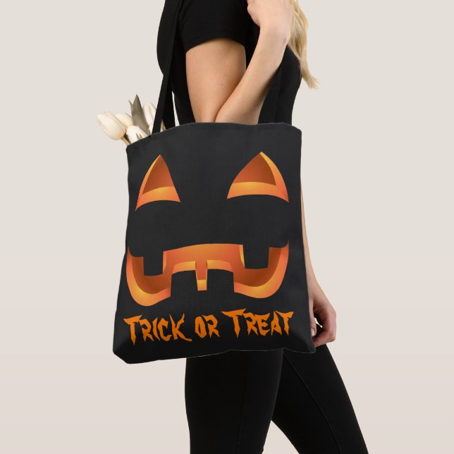 Jack-o-lantern Tote Bag Halloween Pumpkin Bag Tygkasse (Närbild)