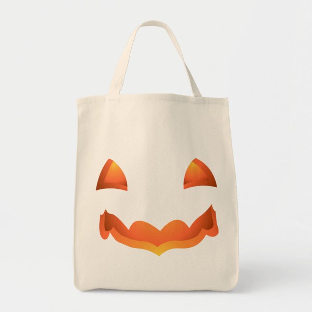 Jack-o-lantern Tote Bag Halloween Pumpkin Bag Tygkasse (Framsidan)