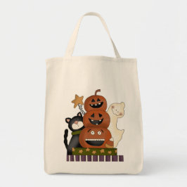 Jack-O-Lantern Totem Halloween Treat Bag Tygkasse