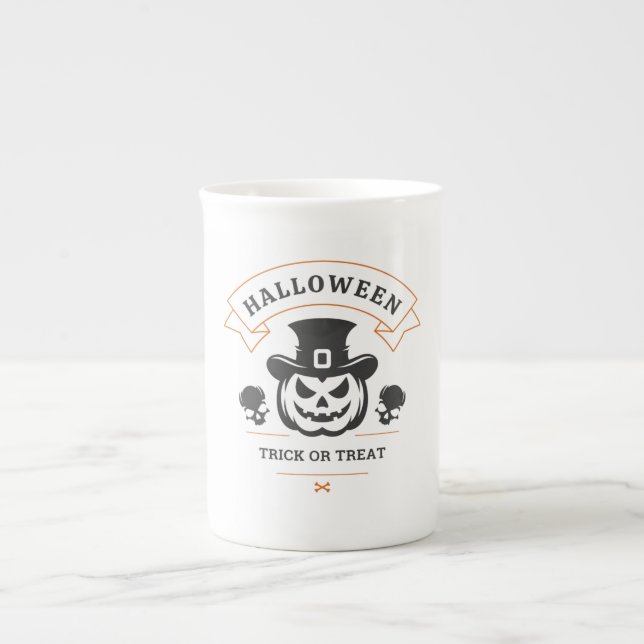 Jack-o'-Lantern Trick eller Treats Specialty Mugg Benporslin Mugg (Framsidan)
