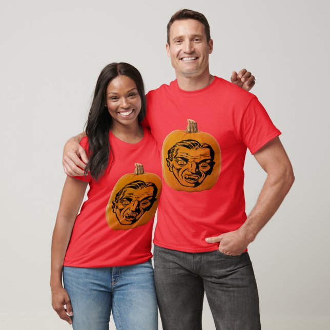 Jack O"Lantern Vampire Ansikte Halloween Unisex Tee (Unisex)