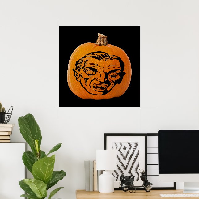 Jack o' Lantern Vampyr Ansikte, Halloween Pumpa Poster (Hemmakontoret)