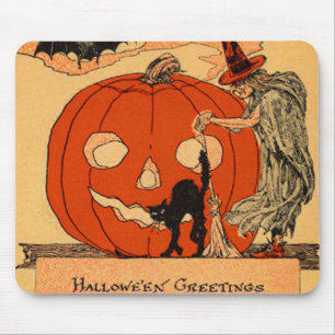 Jack o lantern Witch Black Cat Vintage Halloween Musmatta