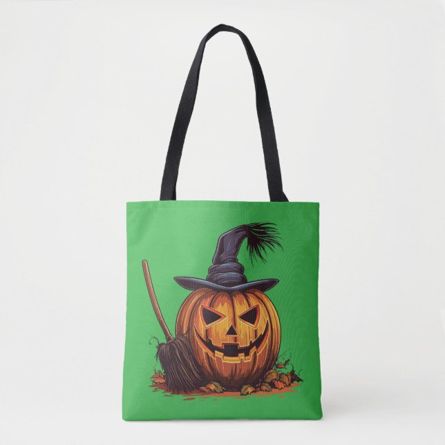 Jack O’ Lantern Witch – Classic Pumpkin Halloween Tygkasse (Framsida)