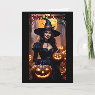 Jack-O-Lantern Witch Halloween-kort Kort