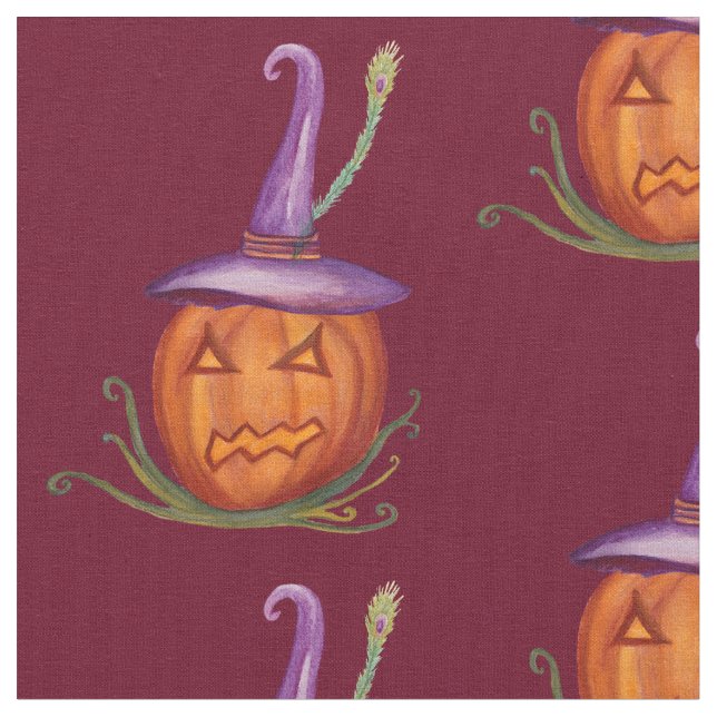 Jack-O-Lantern Witch Hat Fabric Tyg (Närbild)