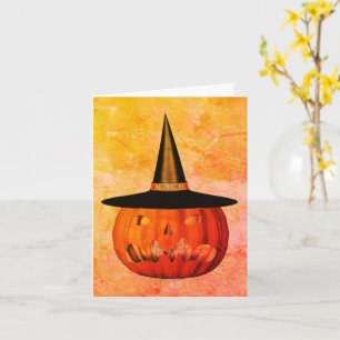 Jack o lantern Witch Hat Halloween-anteckningskort Kort